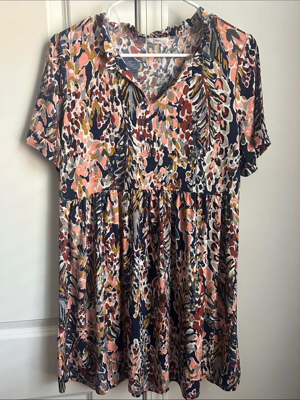 JODIFL Pink Multi Floral Short Sleeve Dress- New Without Tags